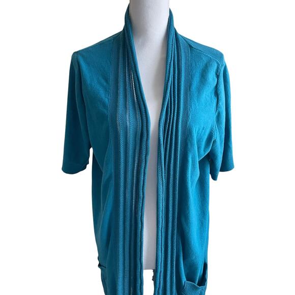 Lane‎ Bryant Women Tunic Cardigan Sweater 18/20 Teal Open Front Casual Office - Picture 7 of 9